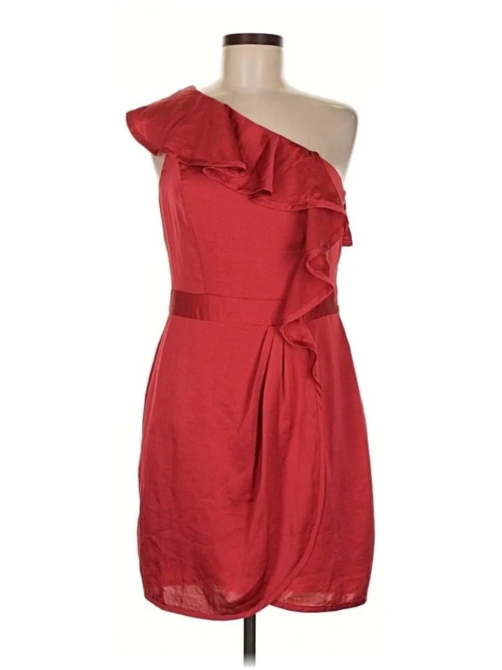 BCBGeneration Red One-Shoulder Ruffle Cocktail Dress